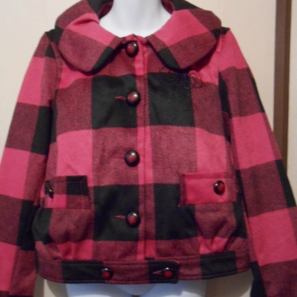 Plaid Adult Jacket - Pink and Black